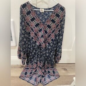 Lilka Navy and Pink Patterned Romper